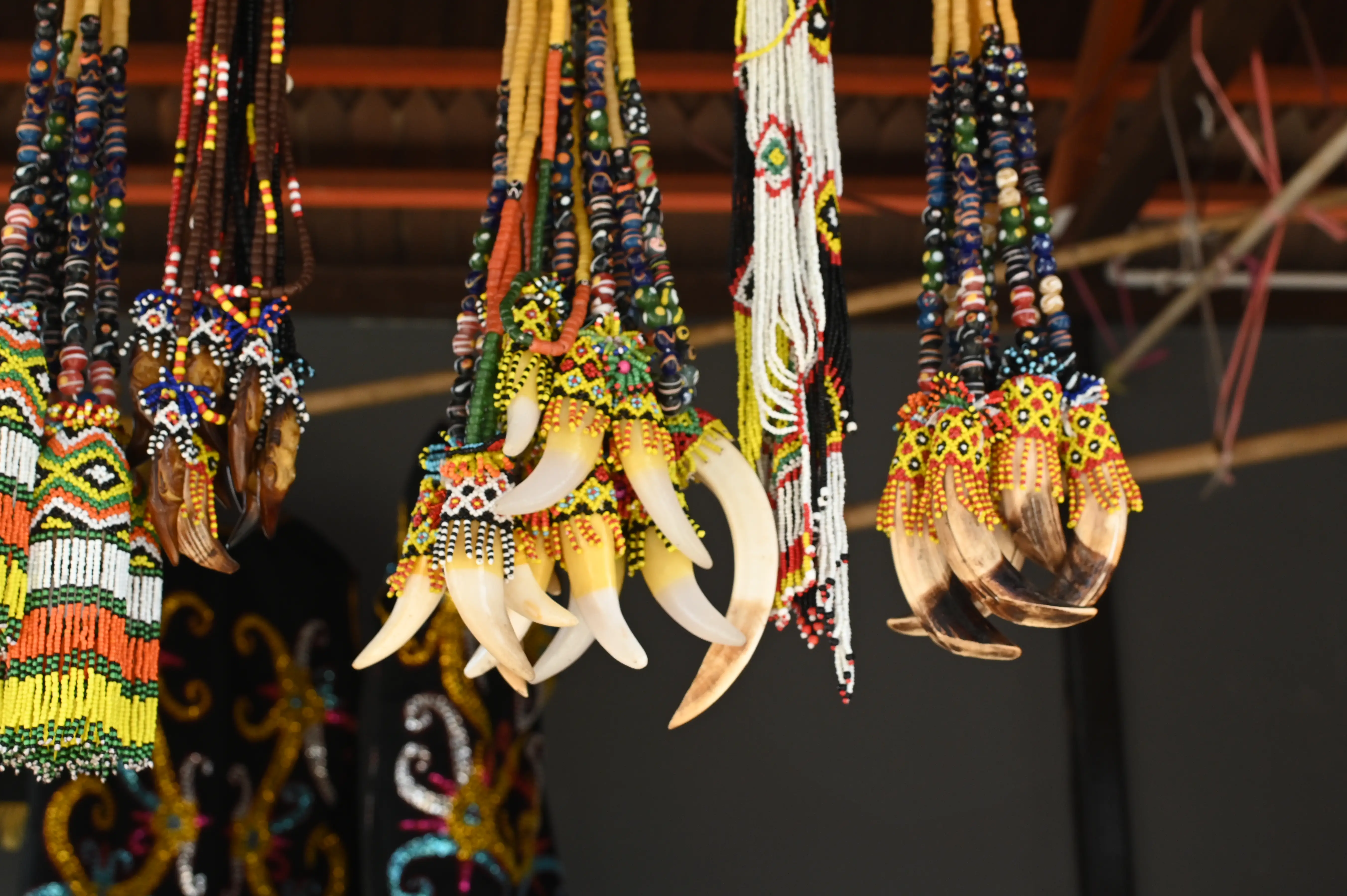 Kalung Taring Adat Dayak - Kerajinan Dayak Pampang